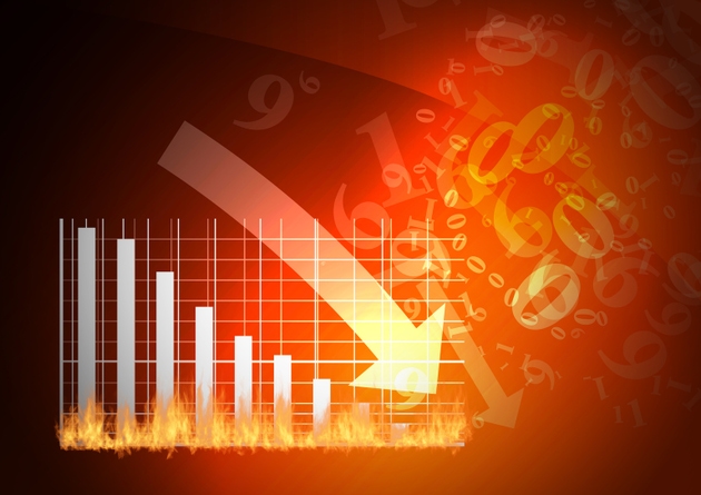 Red graph is falling down