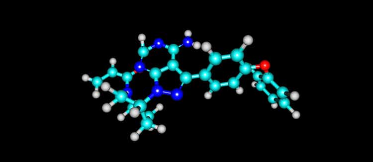 Ibrutinib molecular structure isolated on black