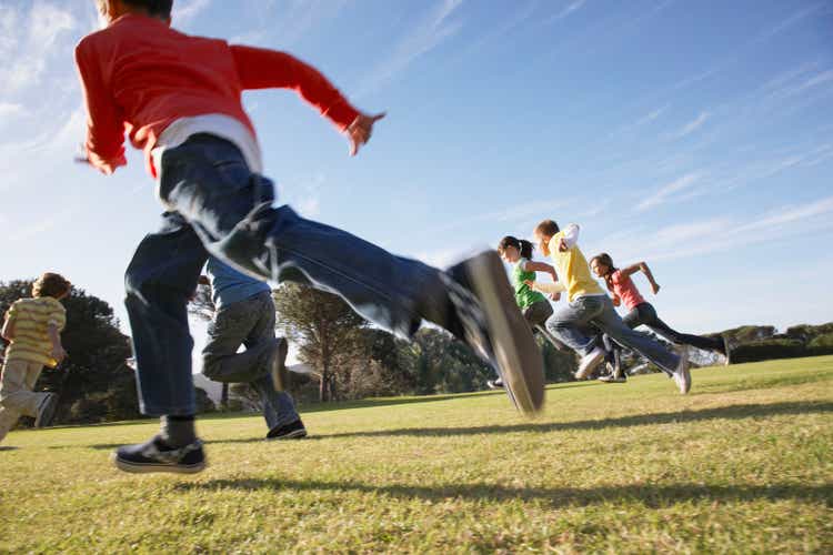 Group of children running