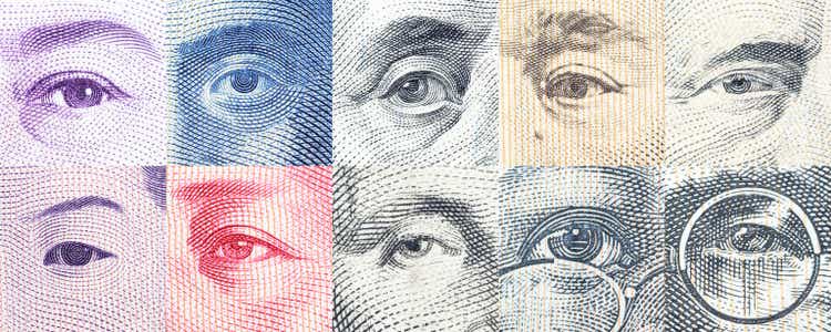 Portraits / images / the eyes of famous leader on banknotes.