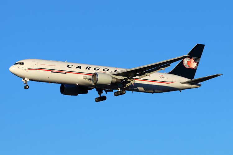 CargoJet Airways Boeing 767-328/ER C-GVIJ landing at Sheremetyevo international airport.