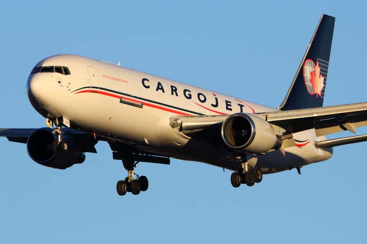 CargoJet Airways Boeing 767-328/ER C-GVIJ landing at Sheremetyevo international airport.