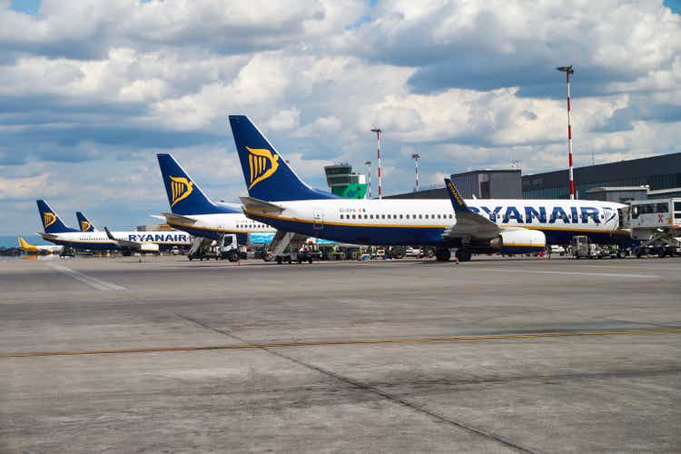 Ryanair airplanes at Bergamo airport