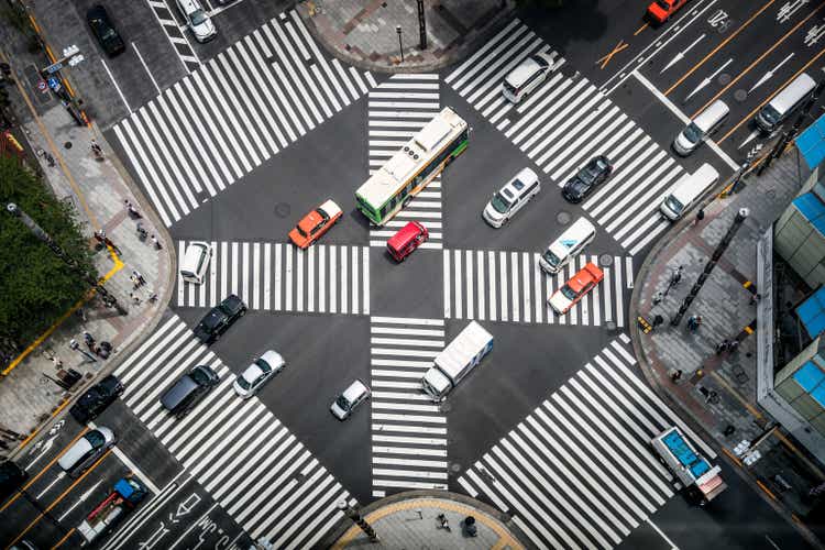 Aerial View of a Crossing in Ginza