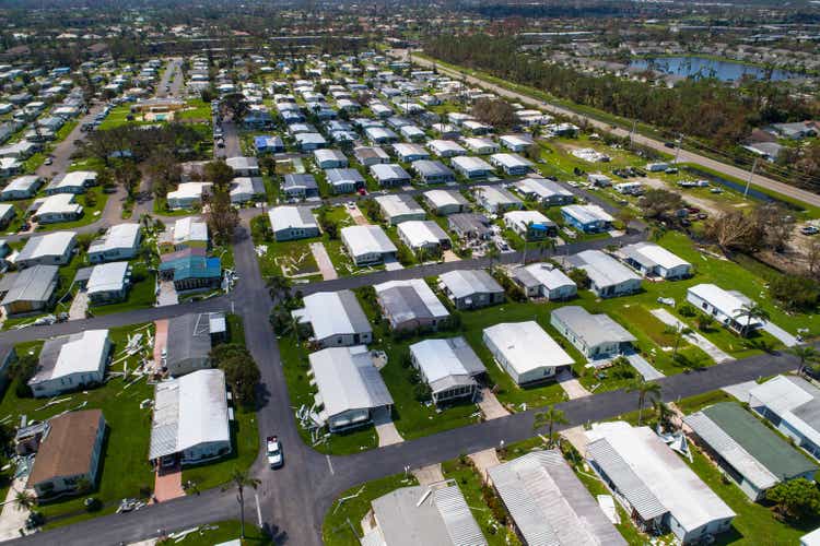 Aerial image mobile home park aftermath Hurricane Irma