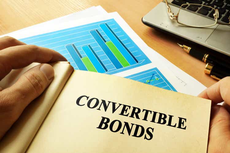 Book with page about convertible bonds.