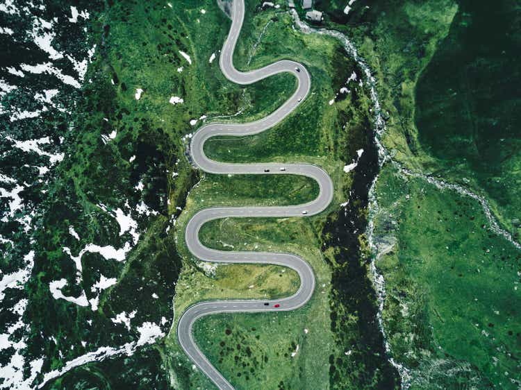 julier pass road in switzerland in autumn