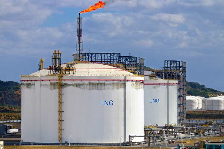 LNG storage tanks at regasification terminal