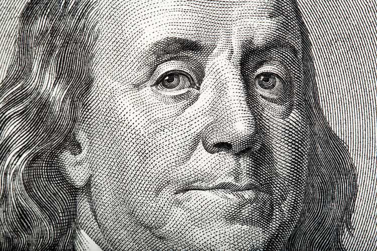 Close-up Portrait von Franklin auf amerikanisches Geld