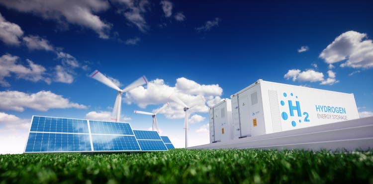 Ecology energy solution. Power to gas concept.