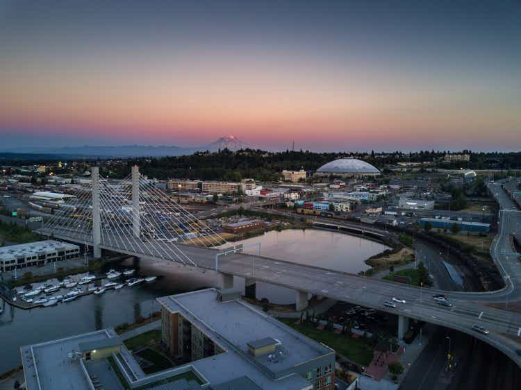 Tacoma at Sunset - Aerial View