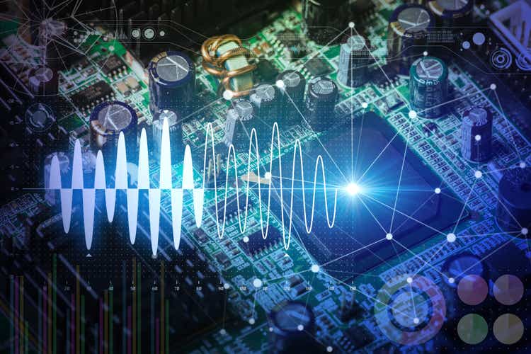 Electronic circuit board and digital information technology concept.