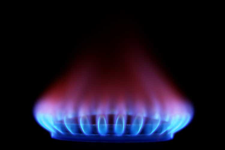 Gas Stove from side (Blue Flames on Black)