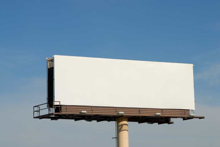 A blank billboard high in the air