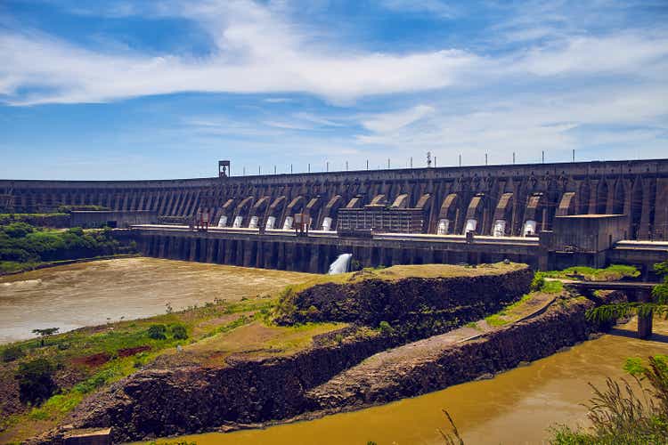 The Itaipu Dam is a hydroeletric on the Parana River, Foz do Iguazu, Parana, Brazil.