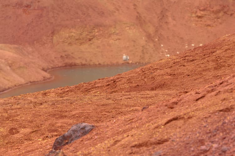 Bauxite mine, raw weathered bauxite sedimentary rock on surface