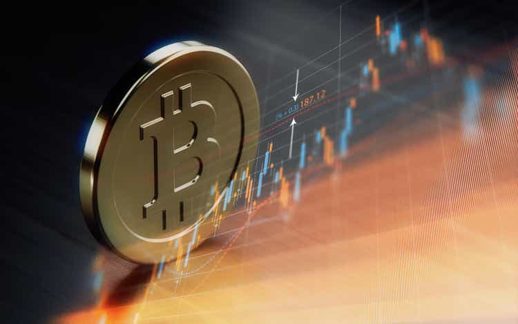Bitcoin Symbol Over Financial Chart - Crypto Currency Concept