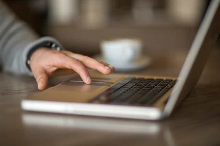 Man using laptop computer