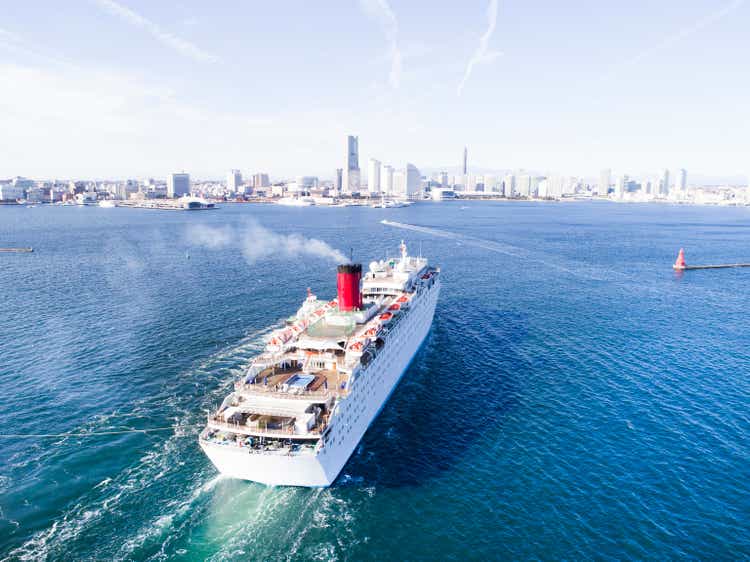 Aerial view of cruise boat