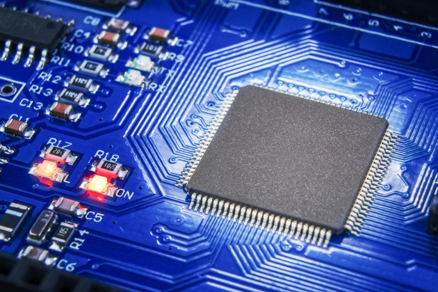 Close-up of electronic circuit board.