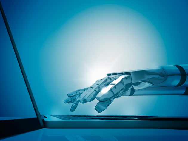A.I. which is typing with laptop PC