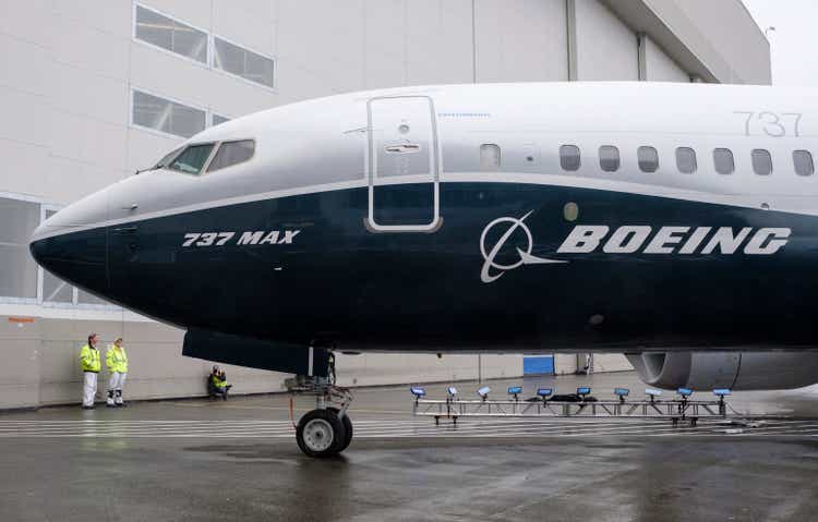 Boeing presents the first 737 MAX 7 passenger jet at the Renton factory