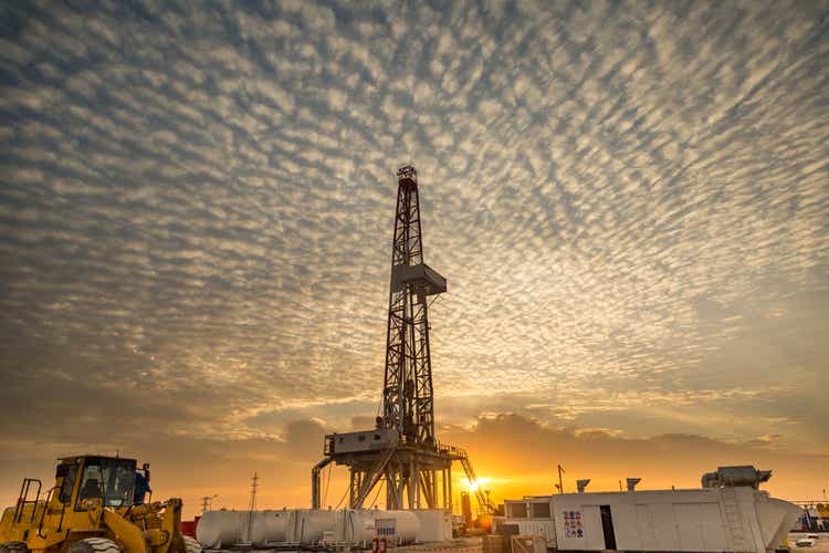 Fracking Drill Rig at Sunset