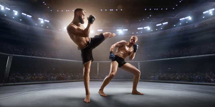 MMA fighters in professional boxing ring