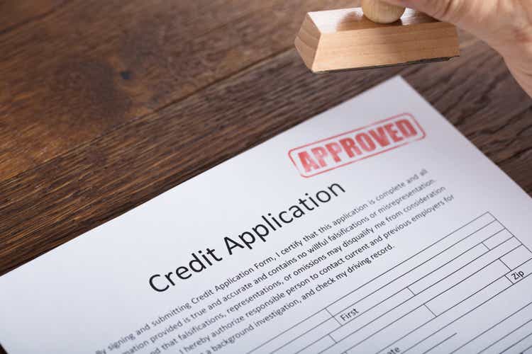 Person Holding Stamp On Credit Application Form