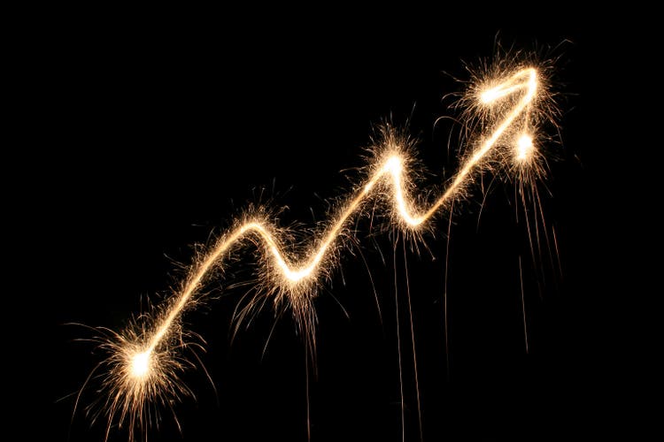 graph arrow sparkler