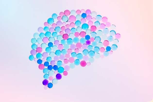 Multi-colored balls in shape of brain