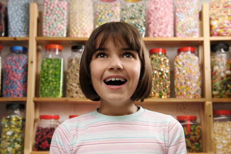 Excited child in a candy store