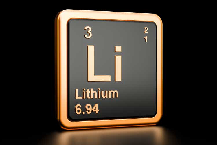 Lithium Li, chemical element. 3D rendering isolated on black background