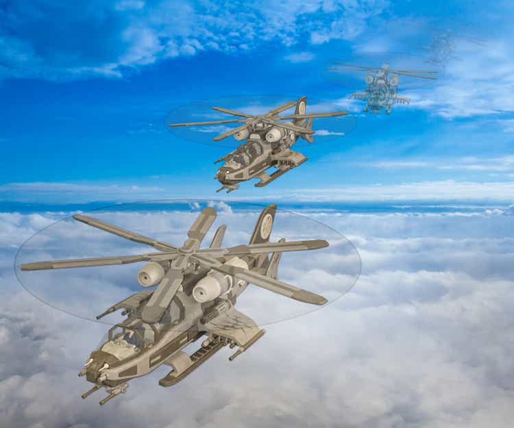 3D Image of a futuristic helicopter squadron