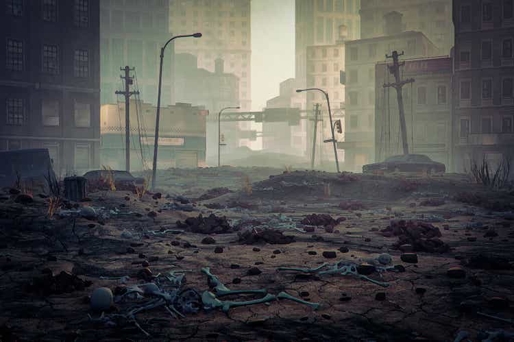 Post apocalypse destroyed city street