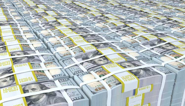 Pile of American money dollar