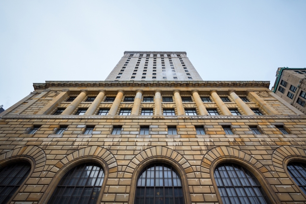 Main building of the Royal Bank tower in Montreal, Quebec, Canada. The Royal Bank Tower is a high rise from the 1920"s and a major symbol of the old Montreal