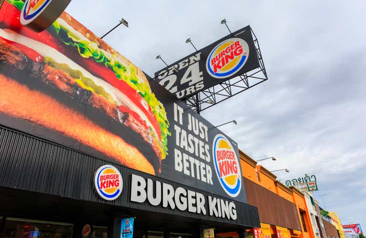 BURGER KING restaurant at Motorway Rest Area where located middle way to PATTAYA town in day time in Chachoengsao, Thailand.
