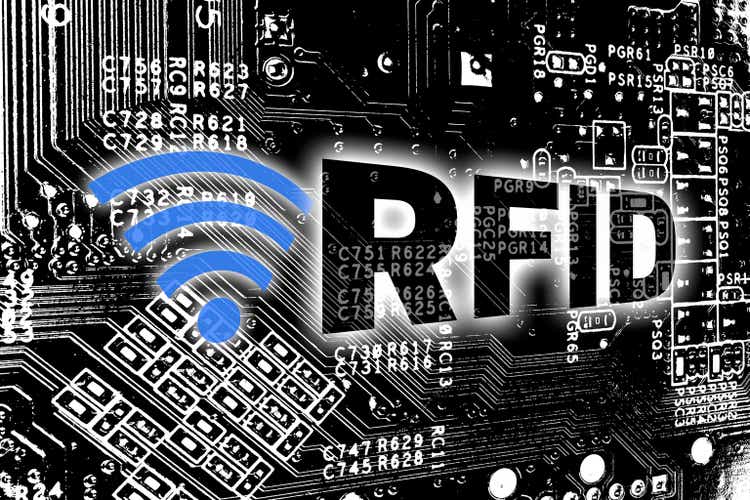 RFID with circuit board concept background.