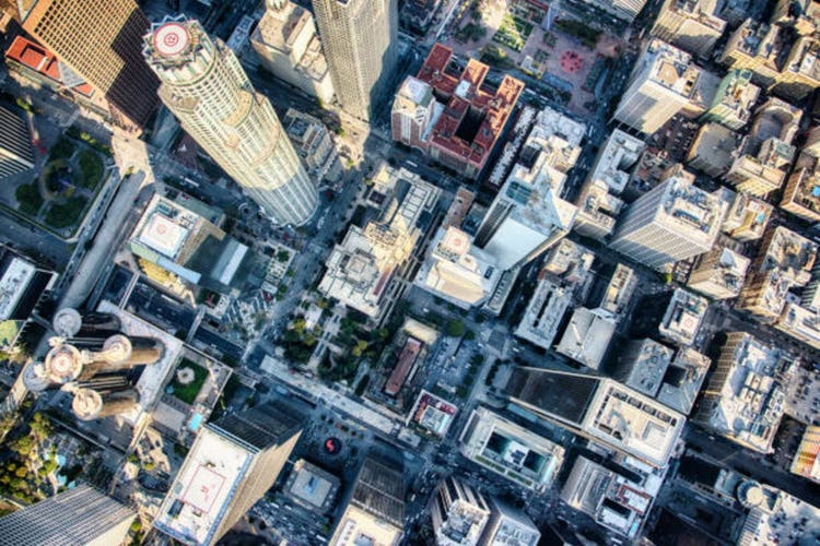 Directly Above Downtown Los Angeles