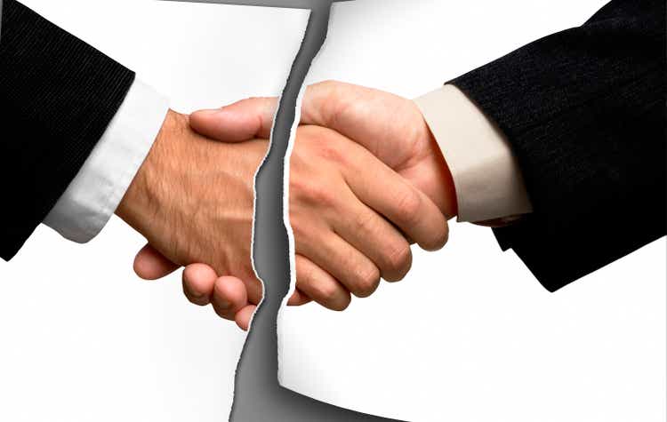 Broken business handshake