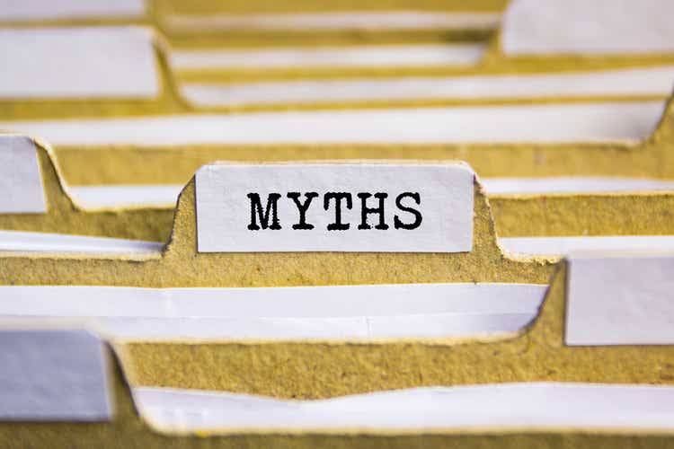 Myths word on card index paper