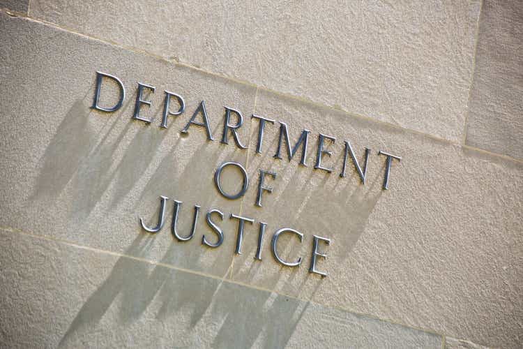 Building Entrance Sign for the Department of Justice in Washington DC