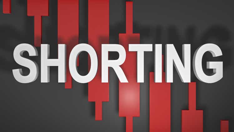 Short selling or shorting title graphic 3D for stock market