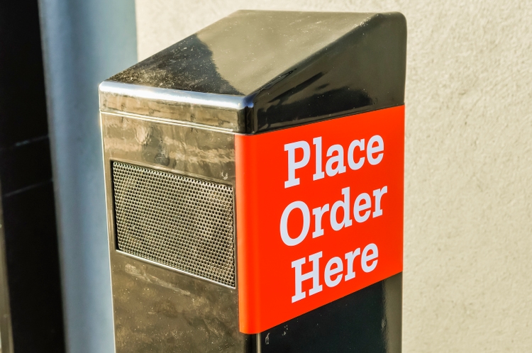 Order placement point at a fast food drive-thru