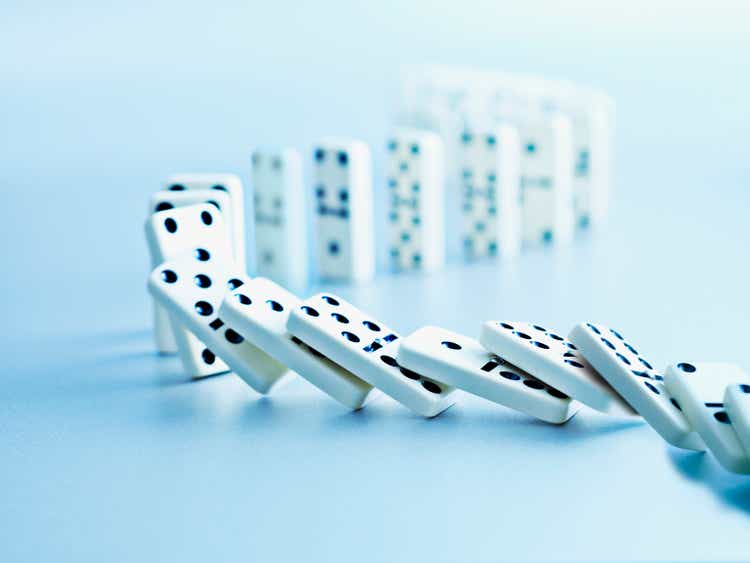 Dominoes falling successful a row