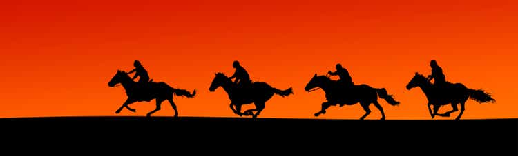 Horsemen Silhouette Panorama (clipping path)
