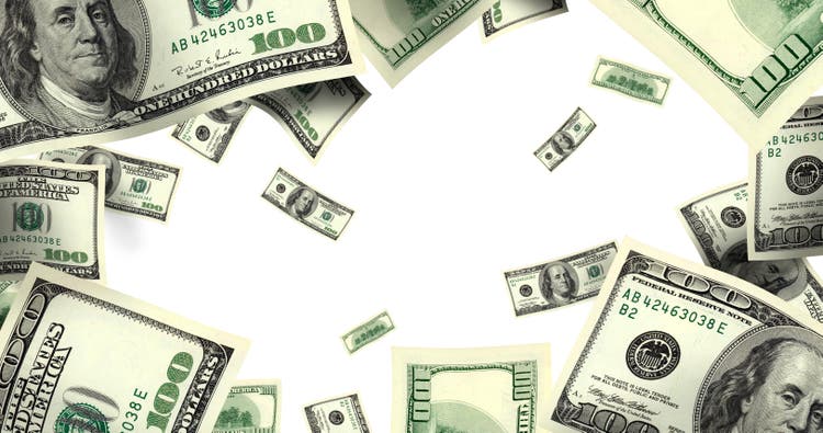 flying money over white