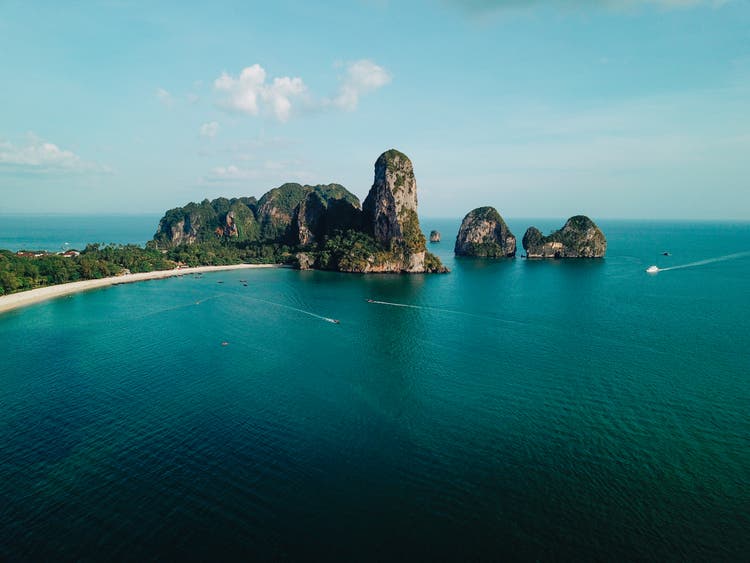 Cliffs by the Railay beach, Krabi province, Thailand