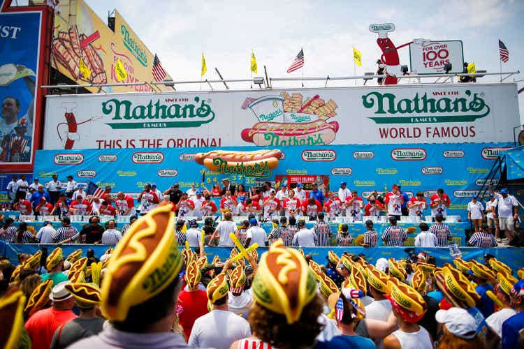 Competitive Eaters Gorge At Annual Nathan"s Hot Dog Eating Contest